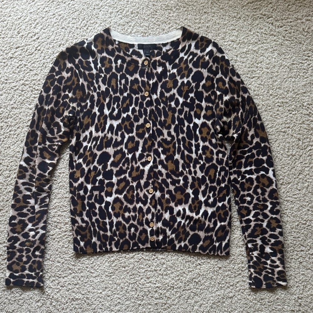 J Crew Leopard Cardigan